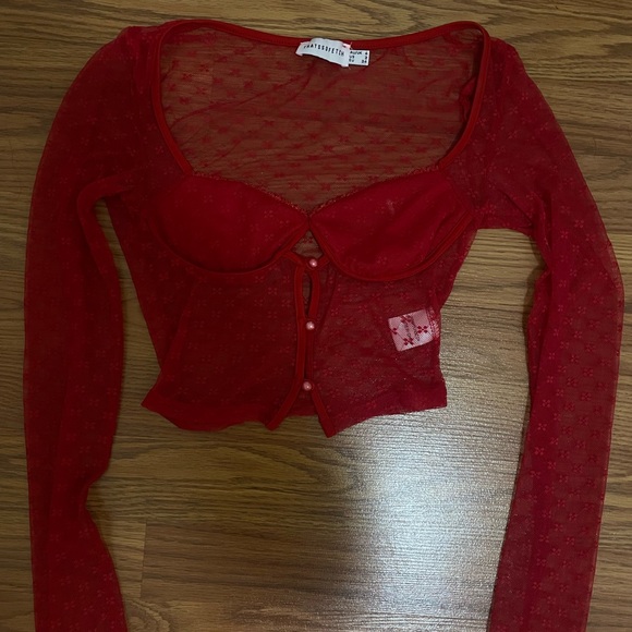 SOLD That’s So Fetch, lace red top long sleeve size US 2 - Picture 3 of 4